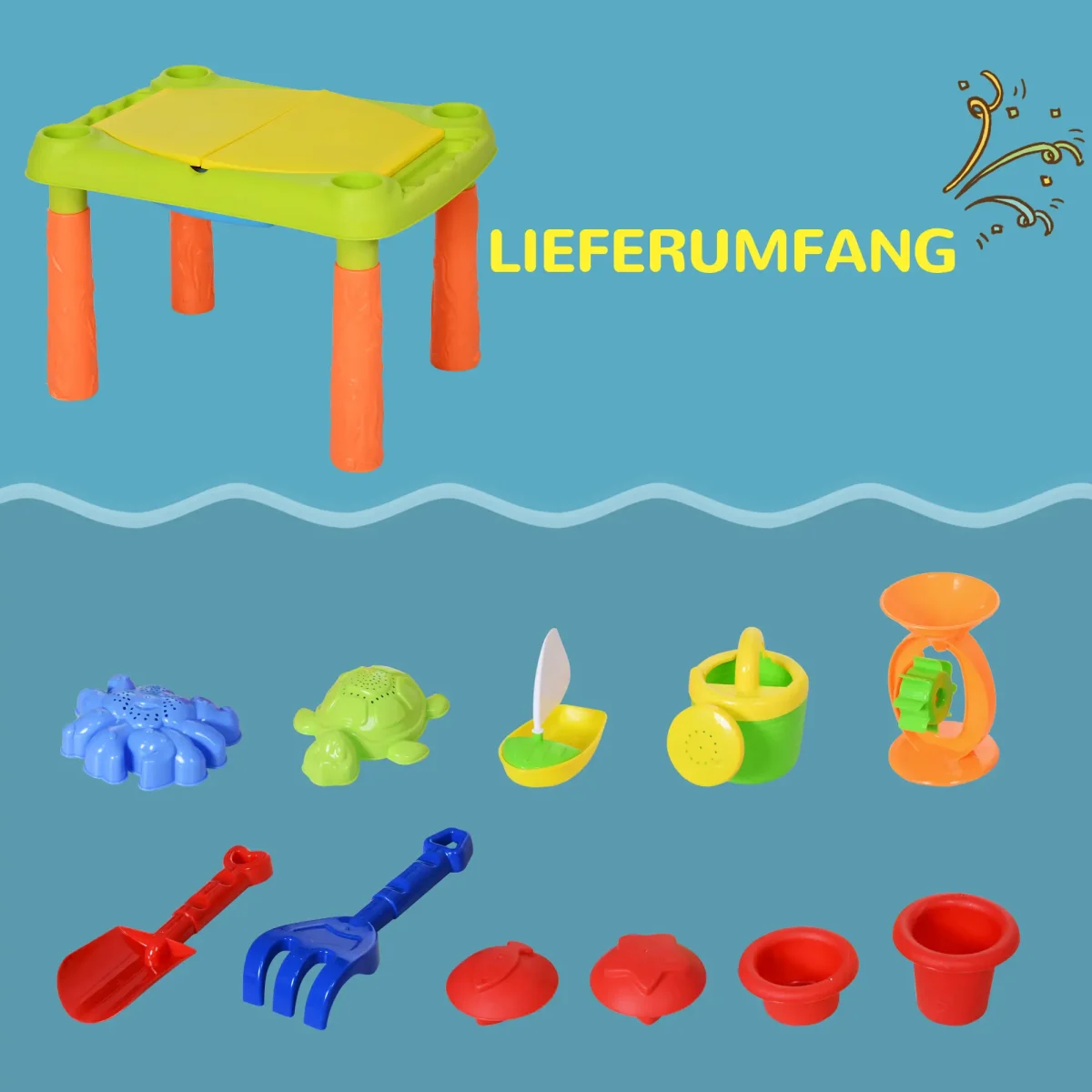 AIYPLAY Маса за игра с пясък и вода, с 16 аксесоара - Image 8
