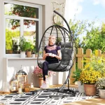 Висящ стол Outsunny тип „яйце“, с включена възглавница - Image 2