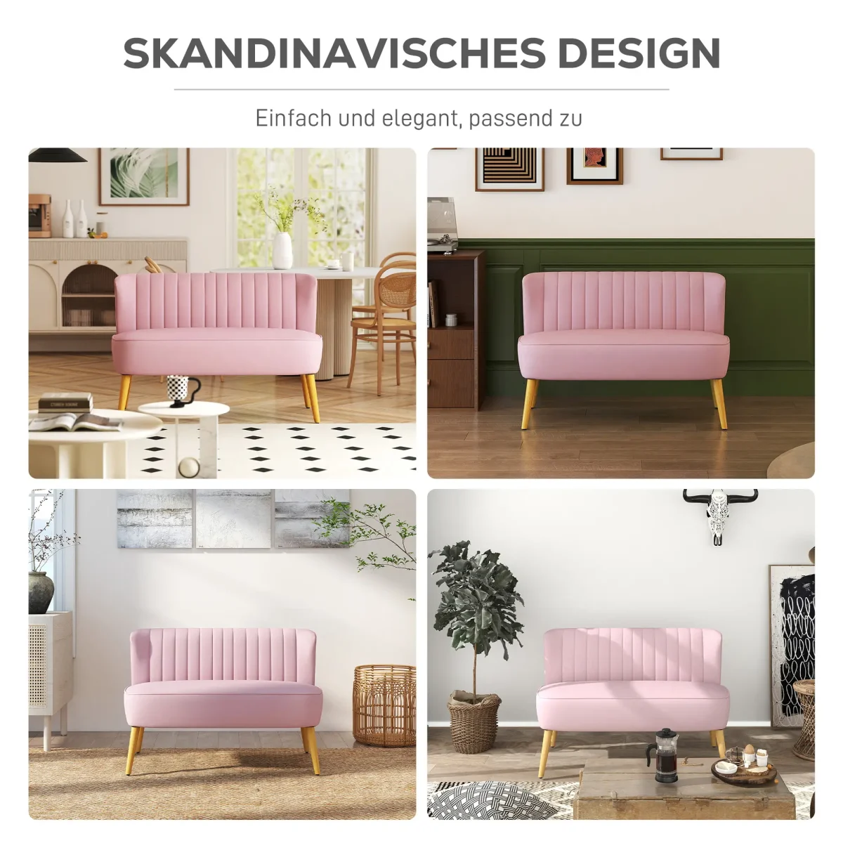 HOMCOM 2-местен диван с плат, кадифе,117 x 56.5 x 77 см - Image 5