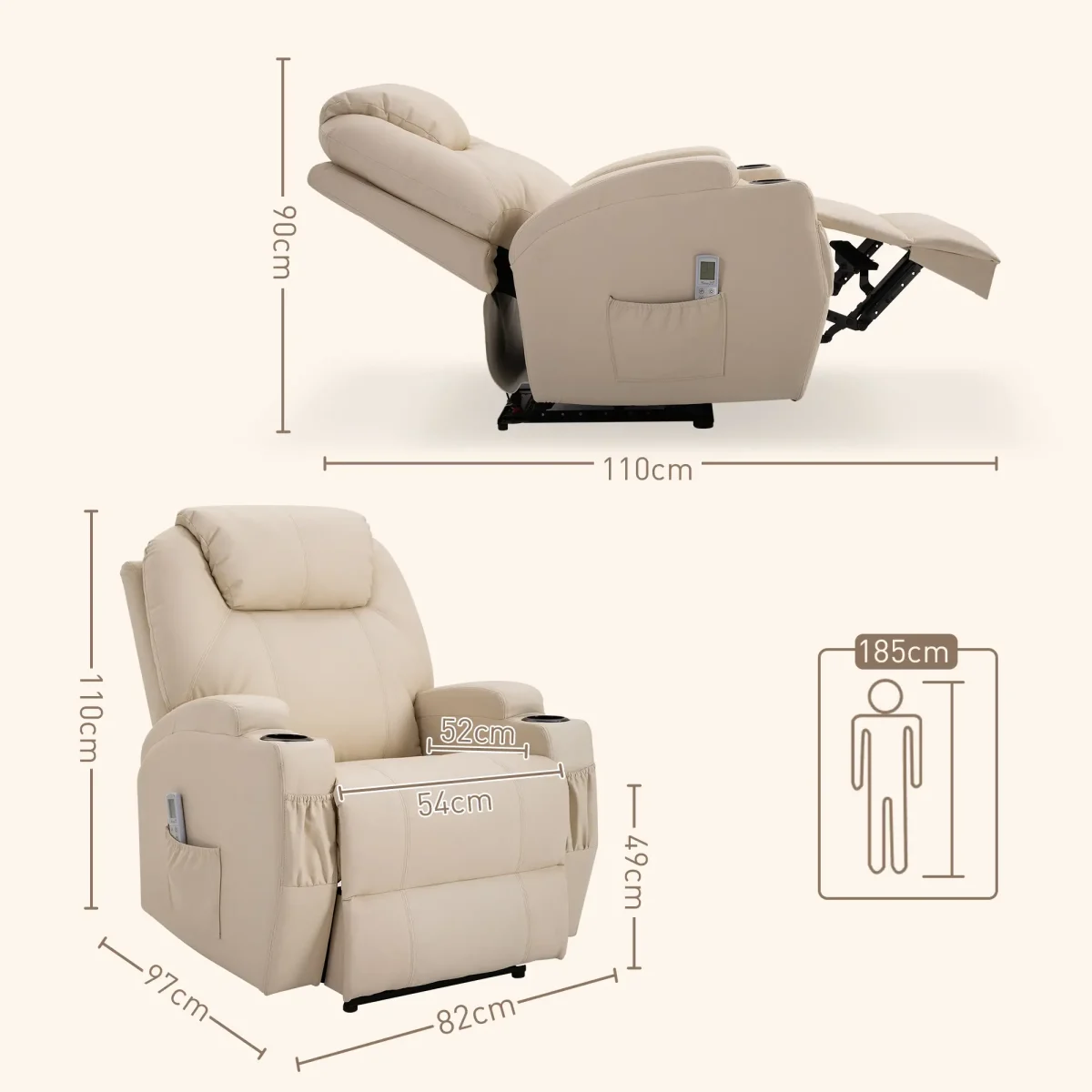 Масажен стол HOMCOM, електрически 82 x 97 x 110 см - Image 6