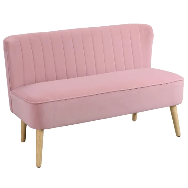 HOMCOM 2-местен диван с плат, кадифе,117 x 56.5 x 77 см