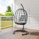 Висящ стол Outsunny тип „яйце“, с включена възглавница - Image 5