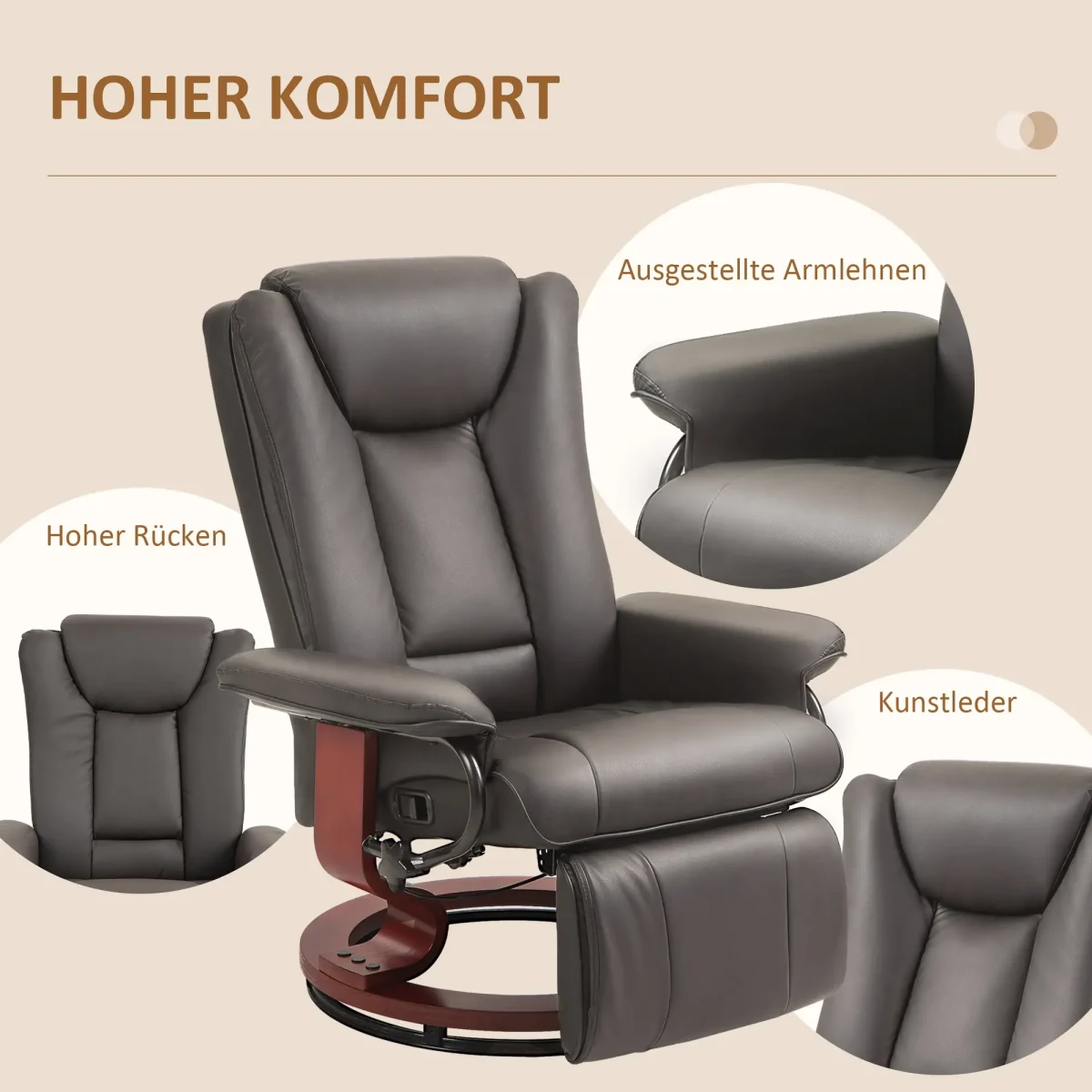 HOMCOM Фотьойл с въртяща се функция, до 150 кг - Image 5