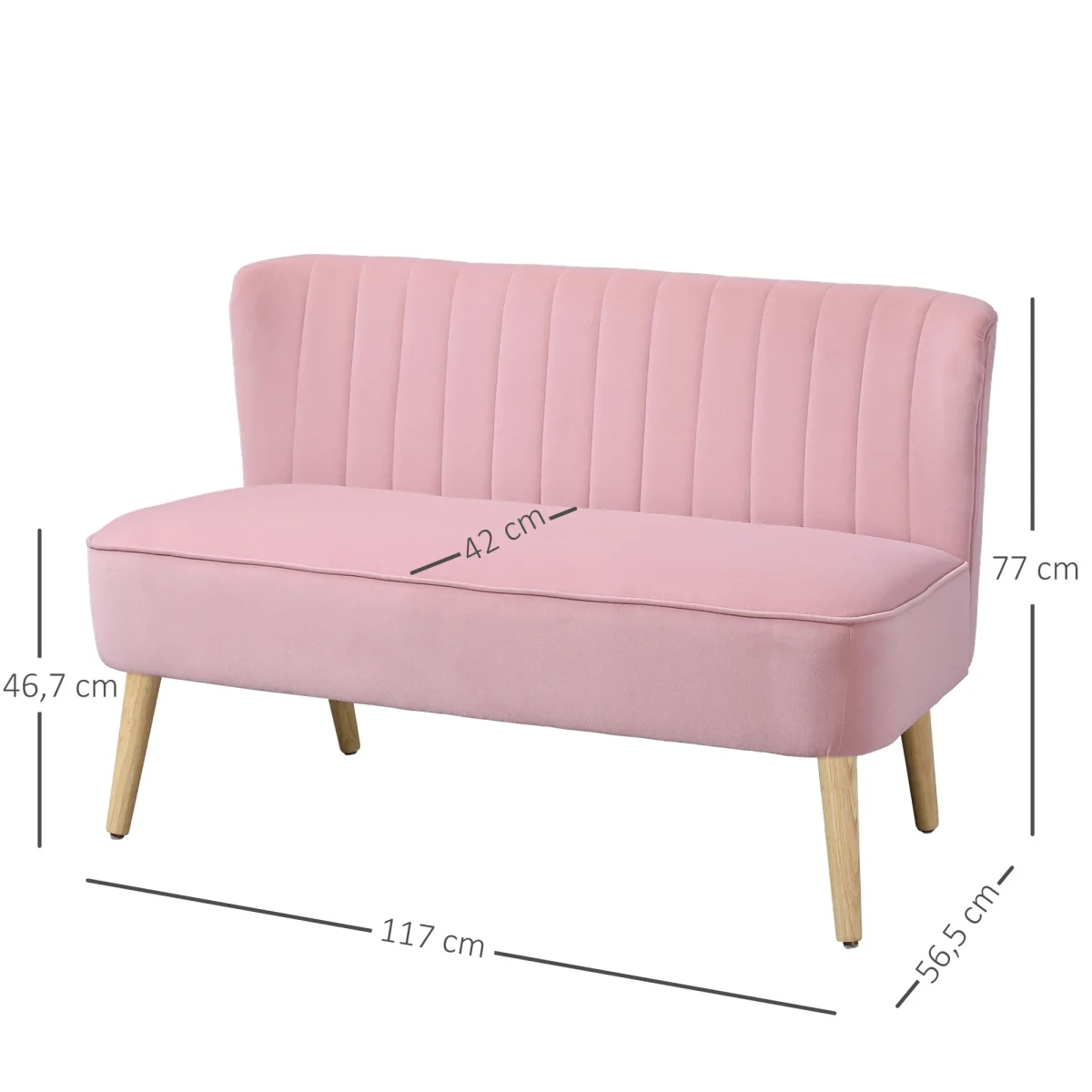 HOMCOM 2-местен диван с плат, кадифе,117 x 56.5 x 77 см - Image 13
