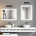 LED огледало за баня Kleankin, с подсветка, 80 x 60 см - Image 2