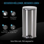 Кошче за боклук HOMCOM 30L с педал Ø29.2 x 62.5 см - Image 4