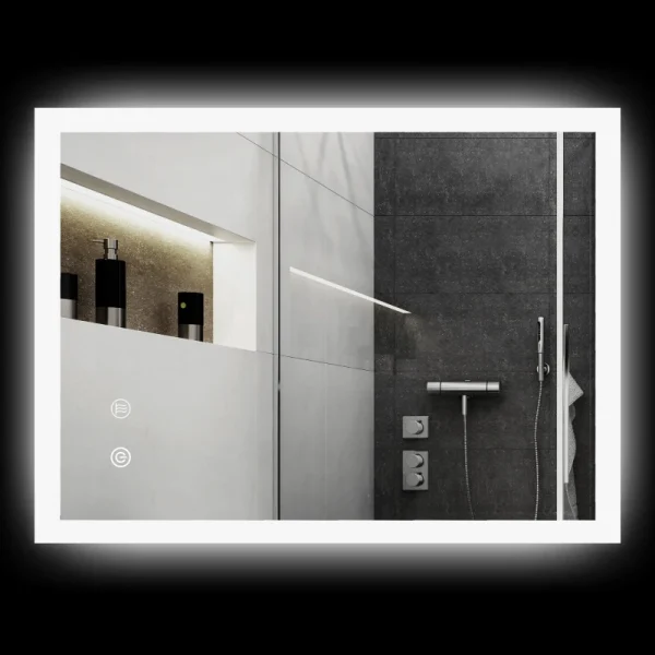 LED огледало за баня Kleankin, с подсветка, 80 x 60 см