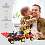 Трактор с педали HOMCOM с ремарке, челен товарач - Image 2