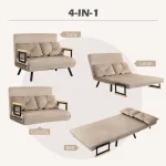 Разтегателен диван HOMCOM, дървени подлакътници - Image 2