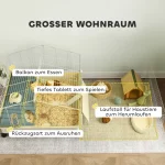 Клетка за малки животни PawHut, корито за хранене - Image 2