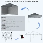 Сгъваема шатра Outsunny, 2 странични стени, 3x3 м - Image 6