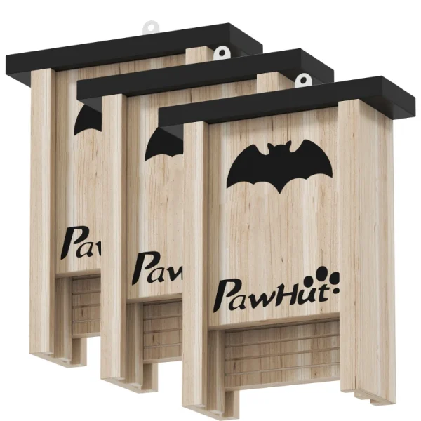 Комплект от 3 кутии за прилепи PawHut, 18 x 6 x 22,5 см