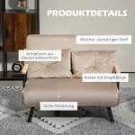 Разтегателен диван HOMCOM, дървени подлакътници - Image 4