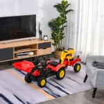 Трактор с педали HOMCOM с ремарке, челен товарач - Image 5