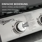 Газова скара Outsunny с капак, 3 горелки, 63 x 47 x 25 см - Image 10