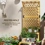 Стойка за растения Outsunny, 2 нива, с решетка и покрив, ела - Image 7