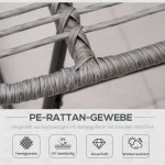 Ратанов стол за отдих Outsunny с табуретка - Image 5