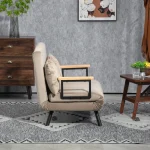 Разтегателен диван HOMCOM, дървени подлакътници - Image 9