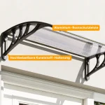 Навес за входна врата Outsunny 100 x 75 см, поликарбонатен - Image 8