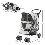 PawHut Кучешка количка за кучета до 10 кг 75см x 45см x 97см - Image 9