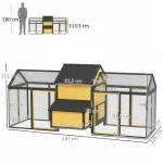 PawHut Кокошарник за малки животни, 2 външни заграждения