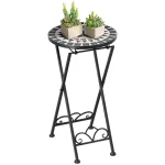 Стойка за растения Outsunny Ø36 x 67 см, каменна мозайка