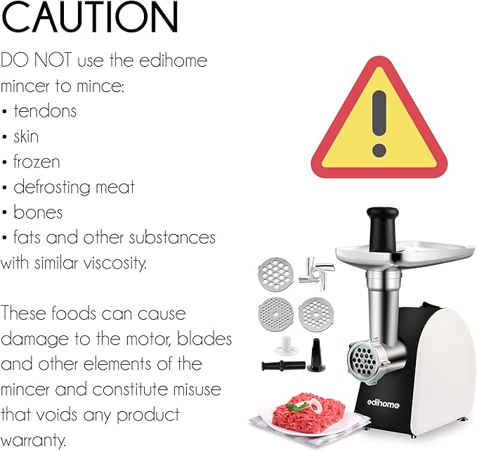 61CH-uv1t9L._AC_SX679_ Edihome, Електрическа месомелачка с тласкач за колбаси - Image 4