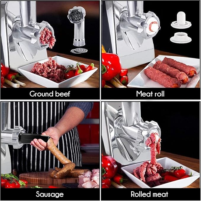 71Jfg7rOOtL._AC_SX679_ Edihome, Електрическа месомелачка с тласкач за колбаси - Image 2