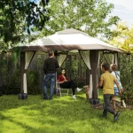 Градинска беседка Outsunny 4 x 4 м, с мрежести стени, UPF50+ - Image 2