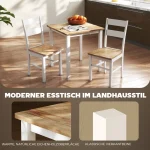 Трапезна маса HOMCOM, от каучуково дърво, за до 4 души - Image 8