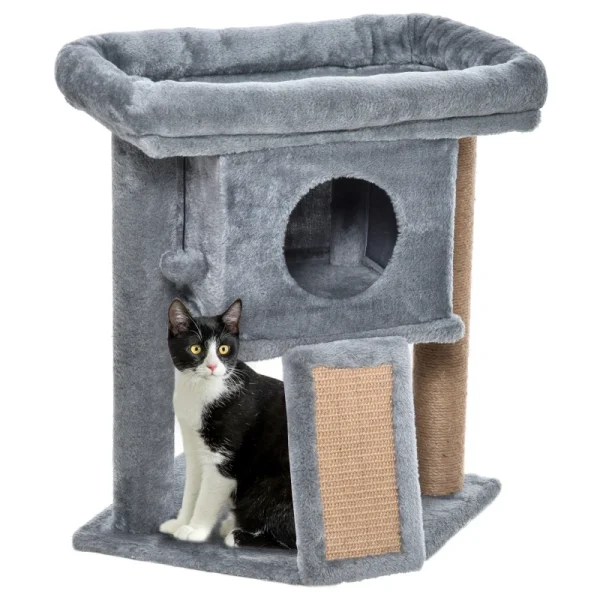 PawHut Дърво за котки 57 см с котешка пещера, до 5 кг