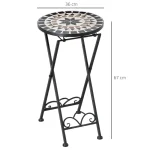 Стойка за растения Outsunny Ø36 x 67 см, каменна мозайка - Image 10