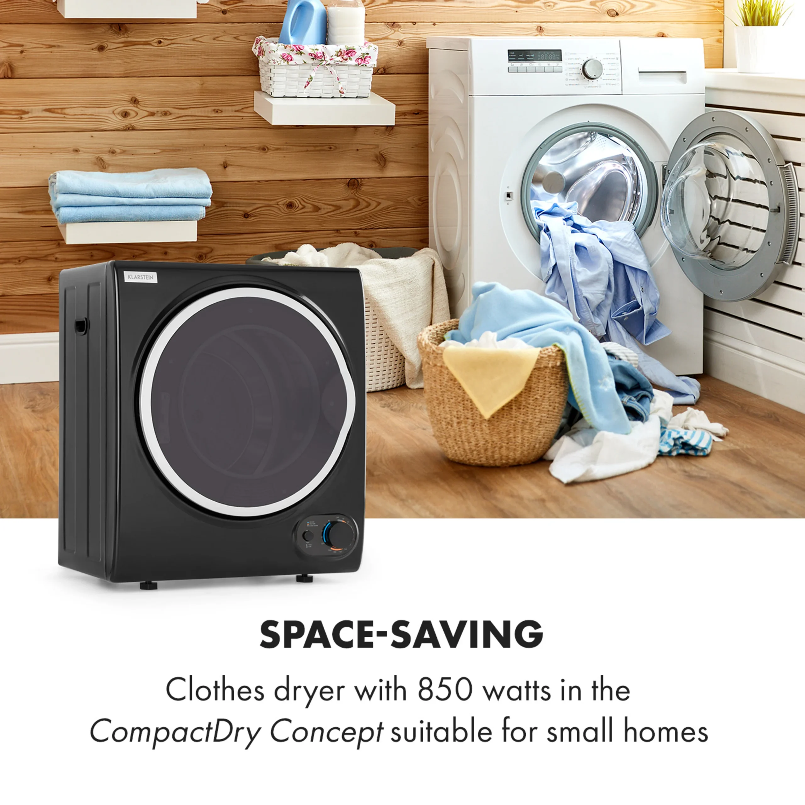 10035138_uk_0002_logo___Klarstein_Dryer_Jet_Set_40Klarstein_Dryer_Jet_set_2500_2_5Kg_Black00_4kG_White Klarstein Jet Set 2500 сушилня за дрехи - Image 2