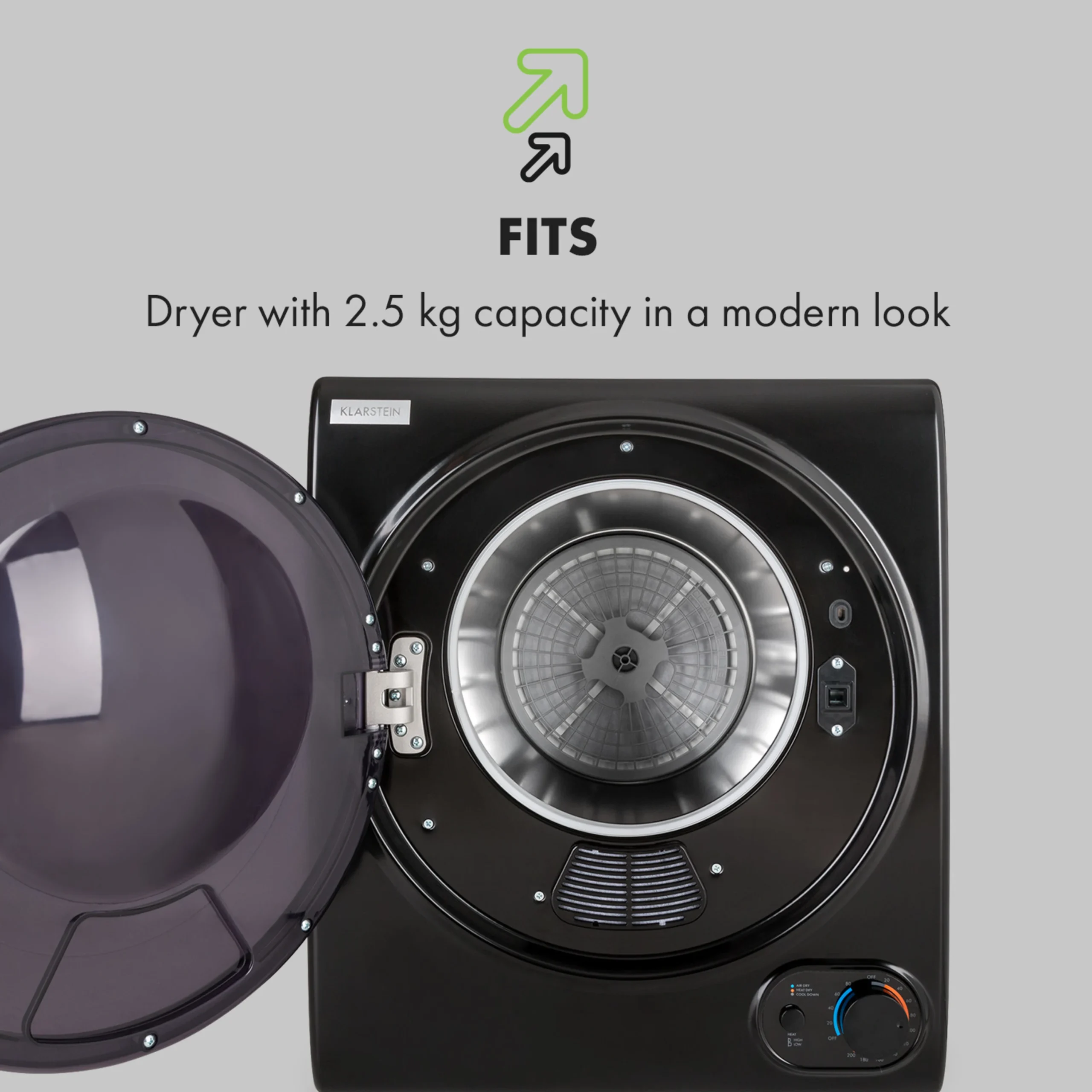 10035138_uk_0005_logo___Klarstein_Dryer_Jet_Set_40Klarstein_Dryer_Jet_set_2500_2_5Kg_Black00_4kG_White Klarstein Jet Set 2500 сушилня за дрехи - Image 5