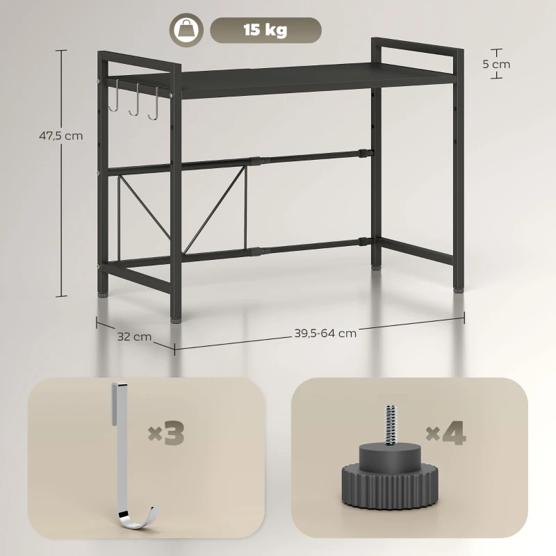 3W87c7196867db931.jpg HOMCOM Рафт за микровълнова фурна, 3 куки - Image 2