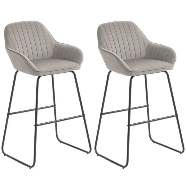 Комплект от 2 бар стола HOMCOM, с платнено покритие