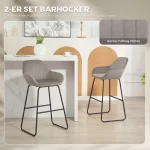 Комплект от 2 бар стола HOMCOM, с платнено покритие - Image 2