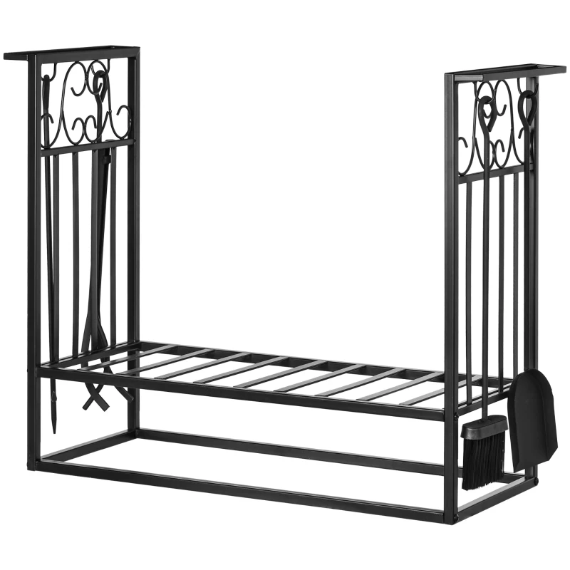 5yk0e119493a22cf7.jpg HOMCOM Стойка за дърва за огрев с инструменти за камина - Image 2