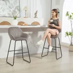 Комплект от 2 бар стола HOMCOM, с платнено покритие - Image 3