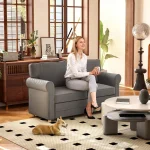 Двуместен диван HOMCOM, плат с имитация на лен - Image 3