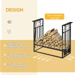 HOMCOM Стойка за дърва за огрев с инструменти за камина - Image 3