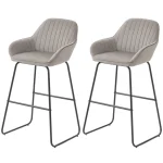 Комплект от 2 бар стола HOMCOM, с платнено покритие - Image 4