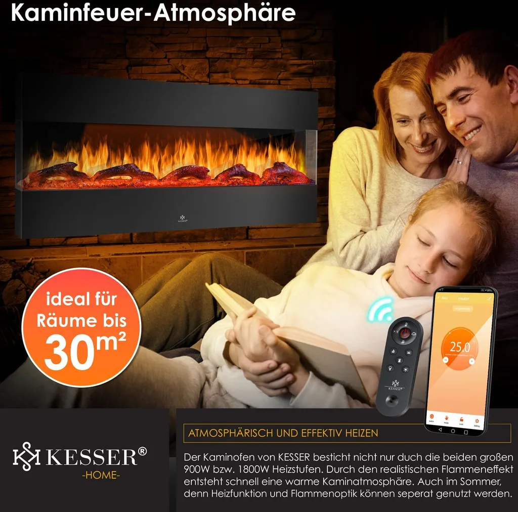 d2dc08b609a074e6697a879cac2a0c2b KESSER® Електрическа камина 3D, 9 цветни режима - Image 7