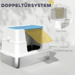 Котешка тоалетна PawHut, неръждаема стомана, XL - Image 4