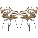 Комплект от 2 кухненски стола HOMCOM в бохо стил, PE ратан