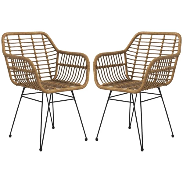 Комплект от 2 кухненски стола HOMCOM в бохо стил, PE ратан