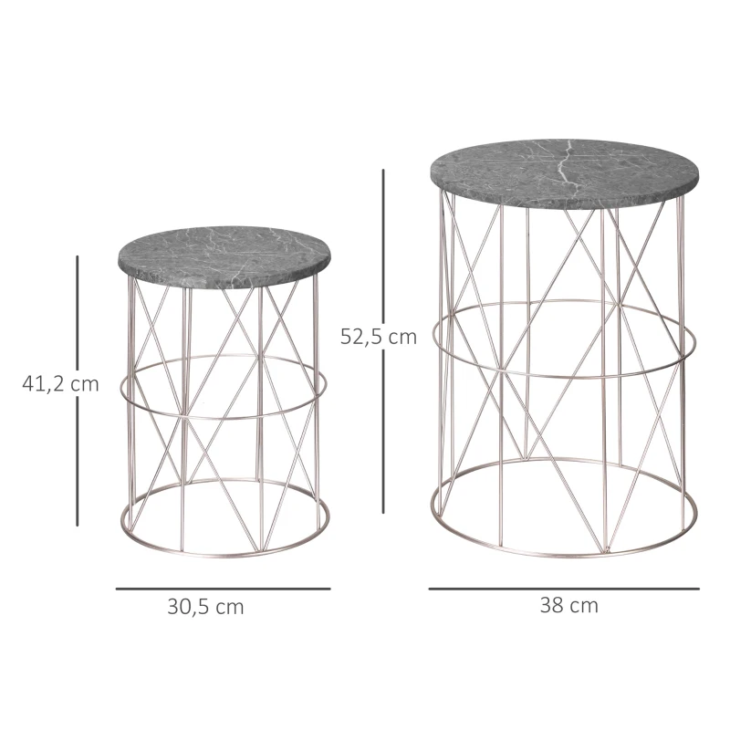 iqzdd719a0adb54de.jpg Комплект от 2 подреждащи се странични масички Outsunny - Image 4