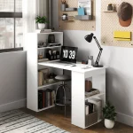 Бюро с библиотека Homcom, Дърво, 120 х 55 х 120 см, Бял - Image 6