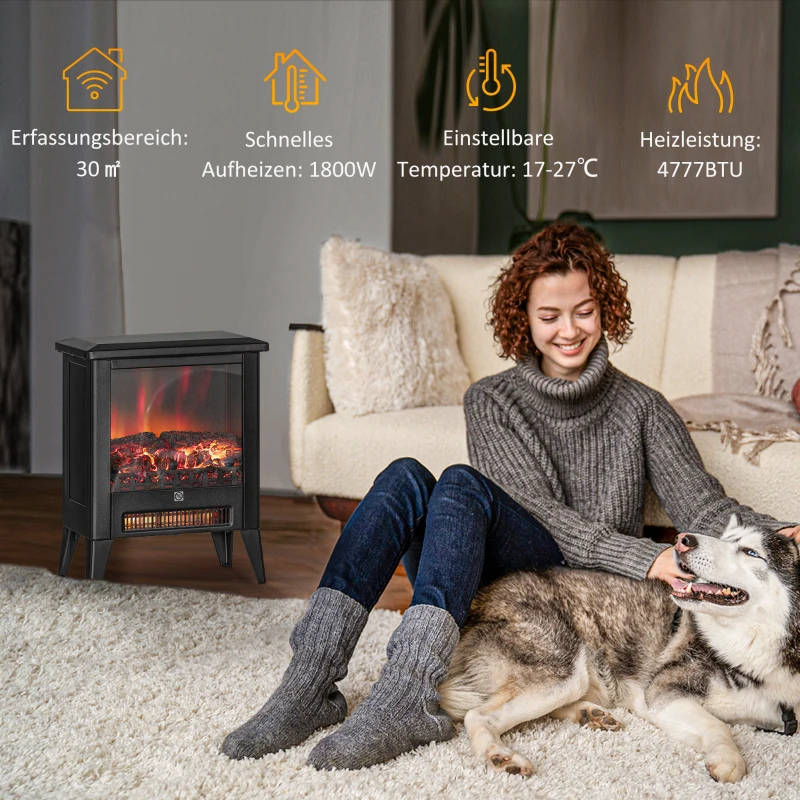 q3O828194935c5cb8.jpg Електрическа камина HOMCOM с реалистичен пламък - Image 4