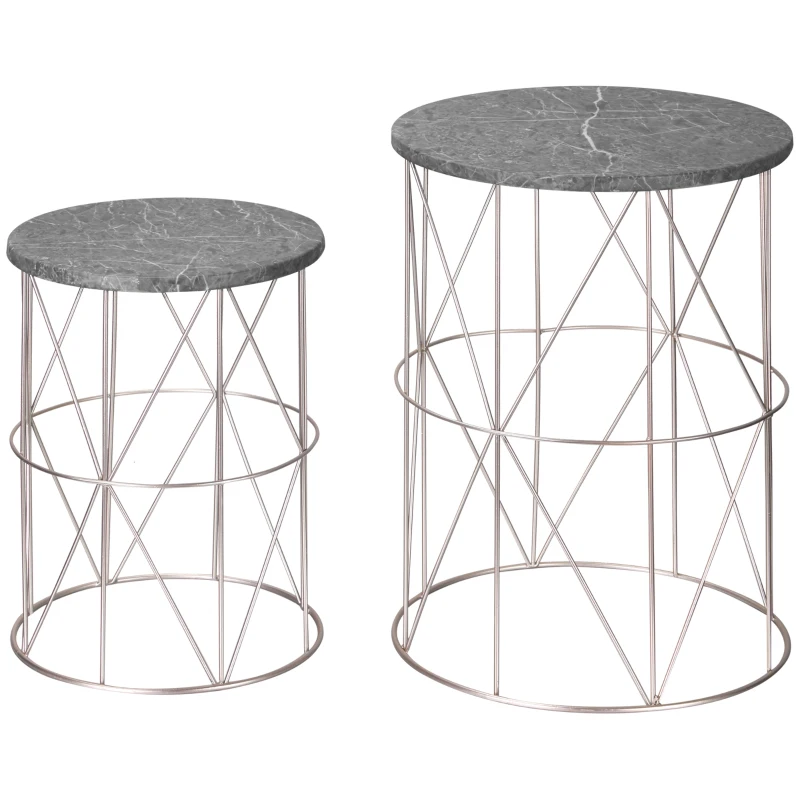 rQVb2719a0adb54de.jpg Комплект от 2 подреждащи се странични масички Outsunny - Image 10